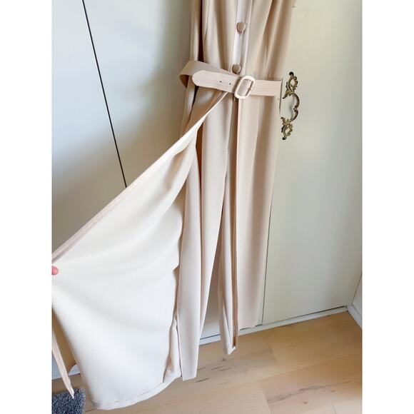 Vintage 90s Beige Nude Formal Jumpsuit Size 6 | Elegant Cocktail Evening - Picture 9 of 13